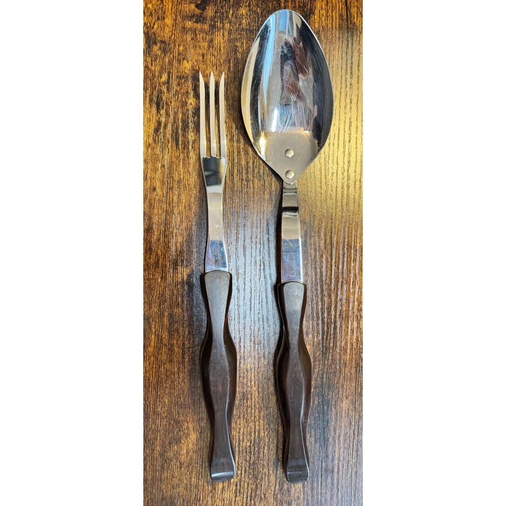 Cutco Vintage Serving Set 1726 KH 17 KG Brown‎ Marble Handle Spoon Fork USA